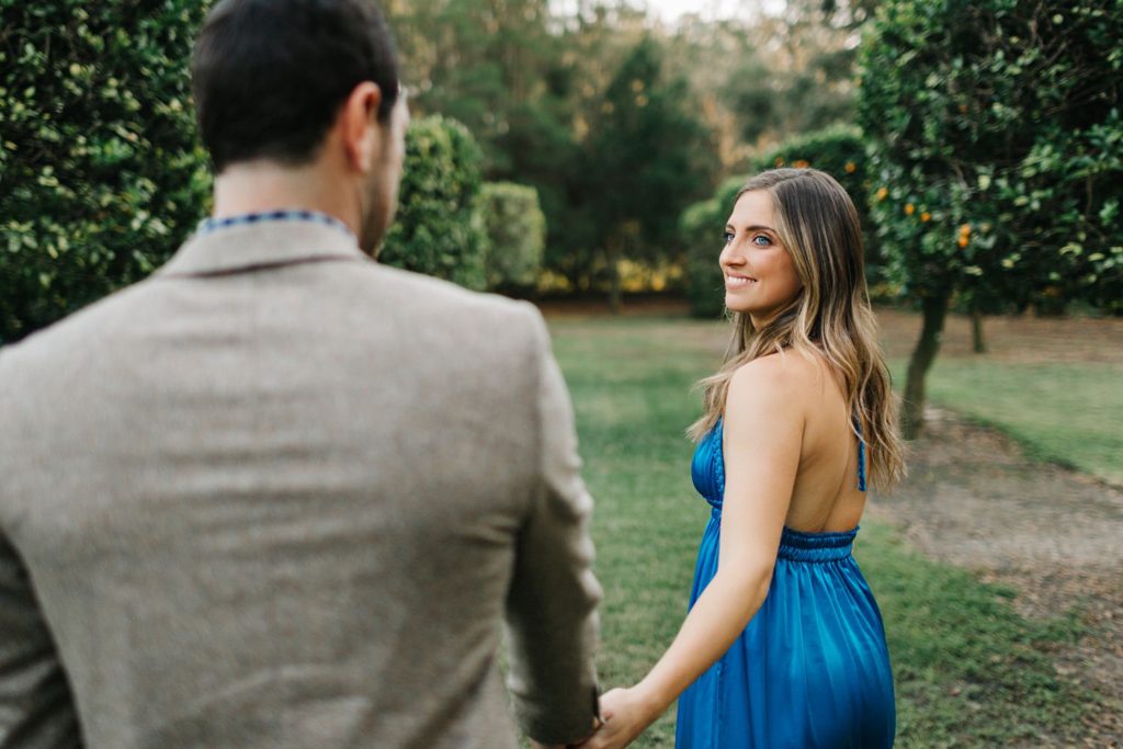 royal blue free people dress for engagement session by tampa wedding photographer