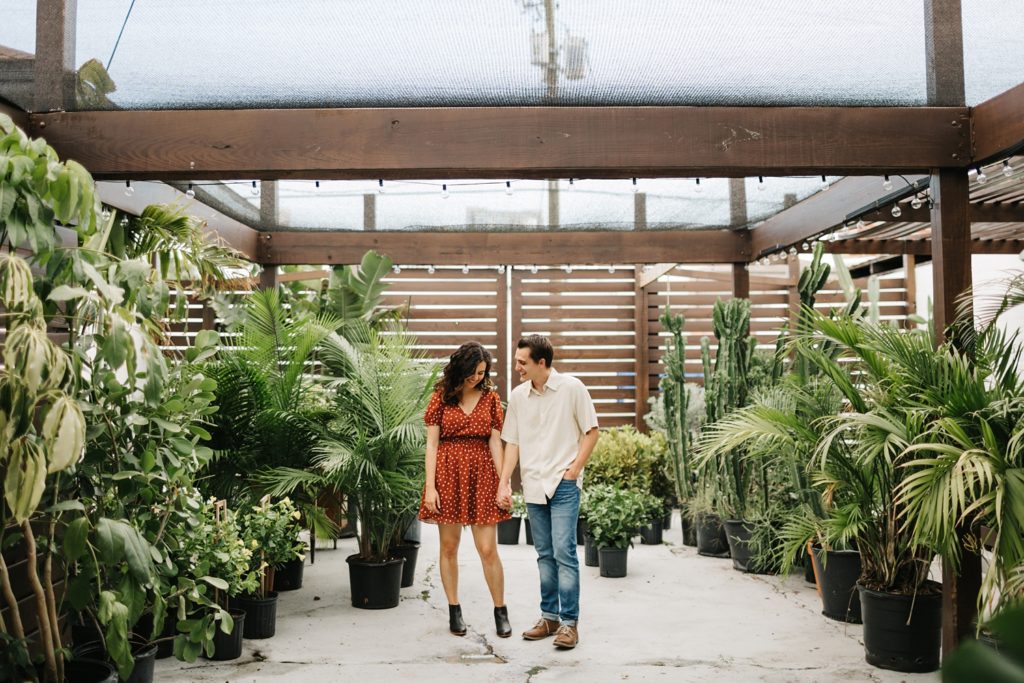 downtown tampa plant shop engagement photography