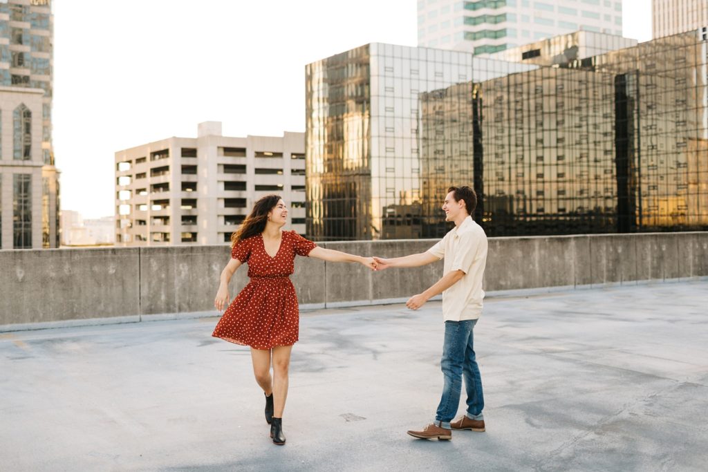 Romantic engagement photos downtown by Tampa Wedding Photographer