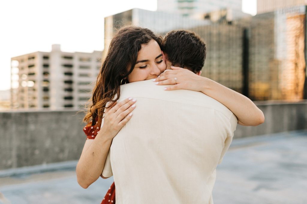 Romantic engagement session with real moments