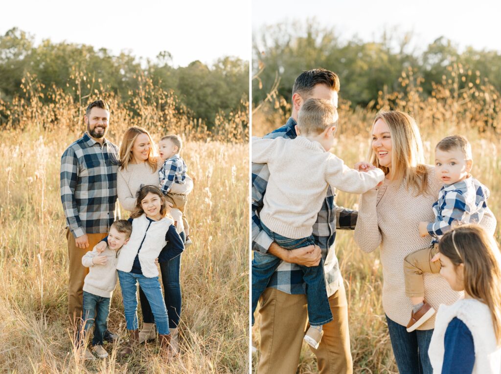 Cute candid family photos in a field in Land O Lakes Florida