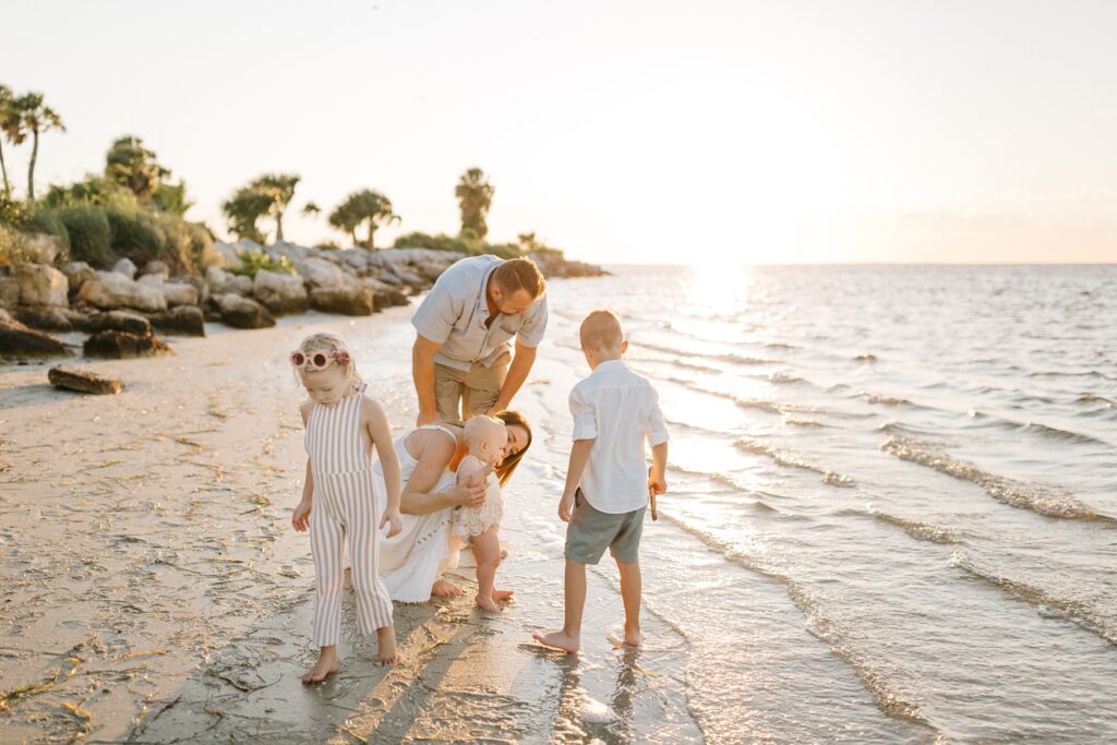 Sunset family photos on Fred Howard Beach