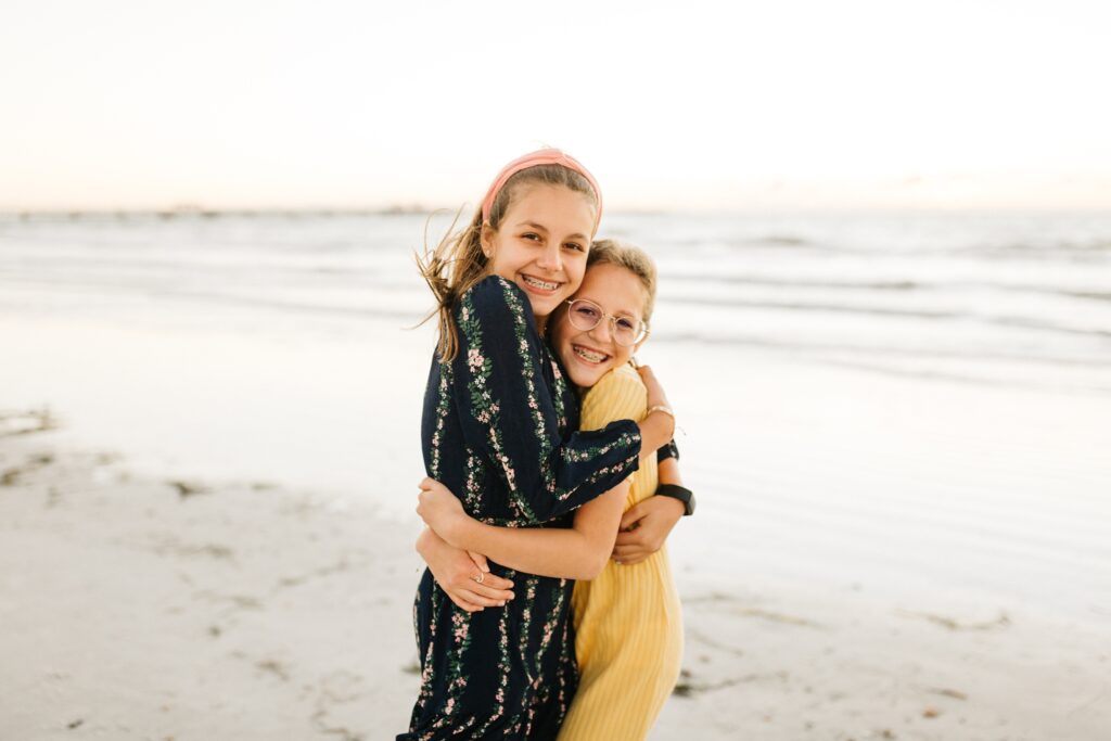 Sisters family session on Fort De Soto beach