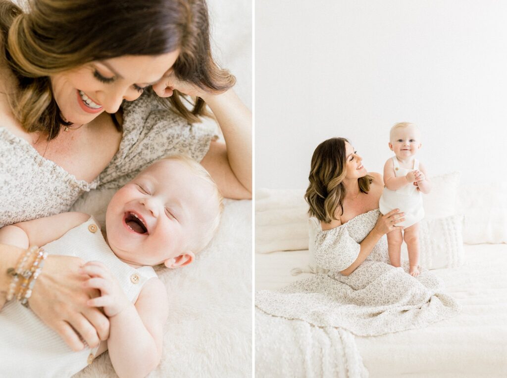 sweet motherhood session in a studio for first birthday by tampa family photographer